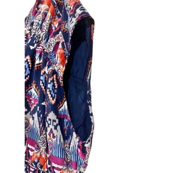 Old Navy Multicolor Aztec Print Blouse Waist Defined With Dolman Sleeve Size XL - Picture 7 of 11